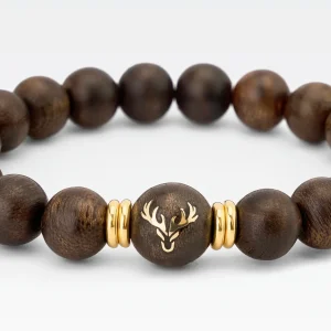 Agarwood Bracelet with Golden Deer Charm