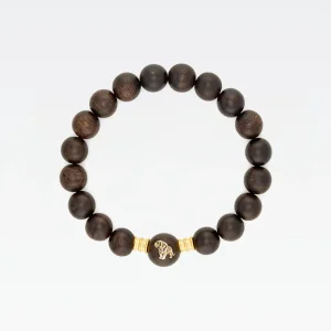 Agarwood Bracelet with Gold Accent Bead