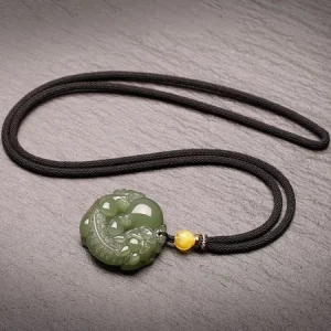 Carved Jade Dragon Medallion Necklace